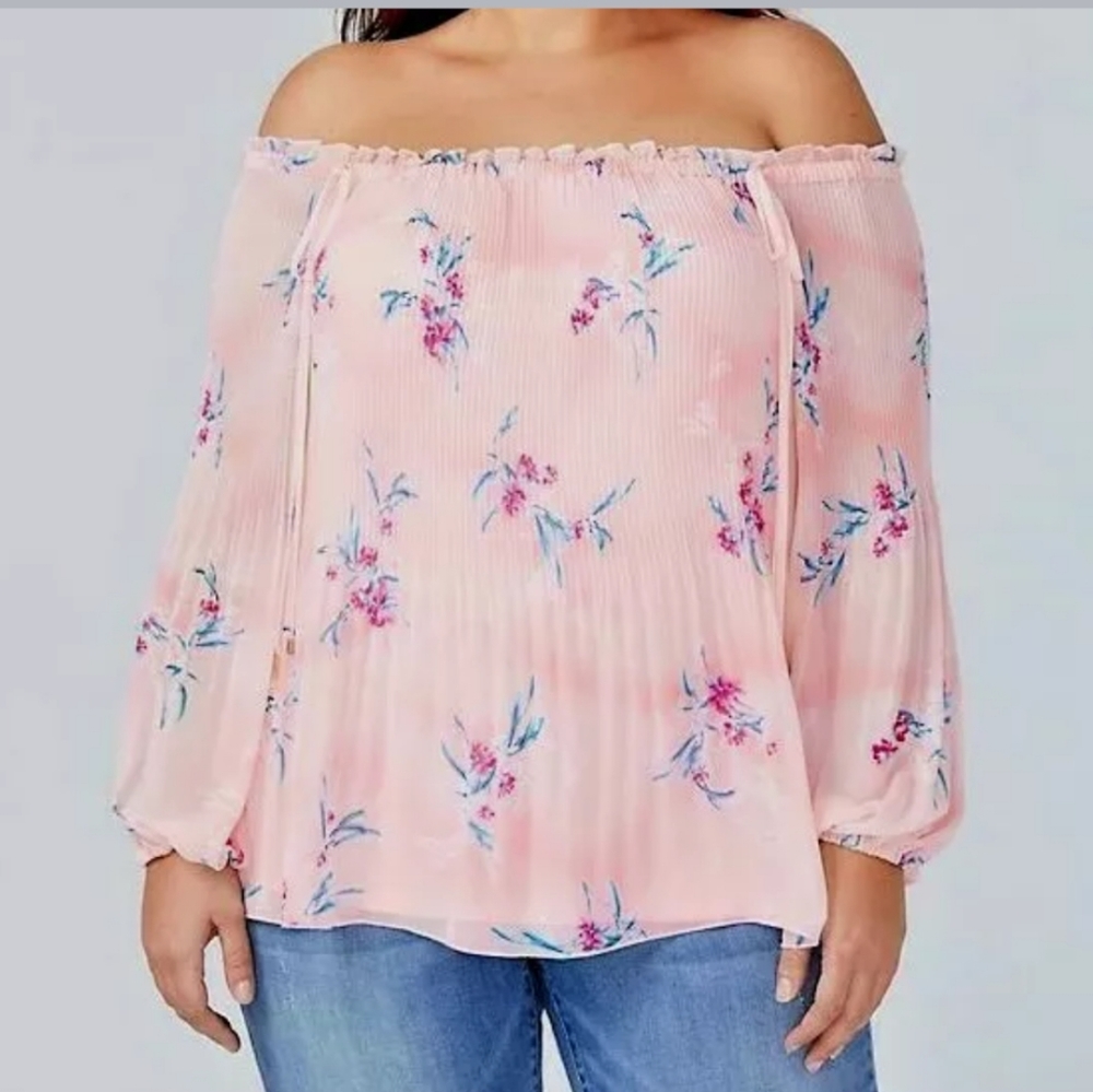 Lane Bryant Pleated Organza Romantic Blouse - Picture 1 of 3
